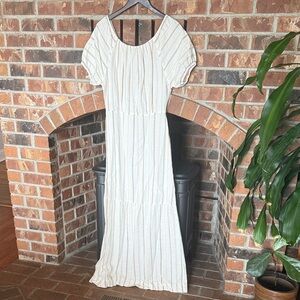 Ace & jig White and Gold Striped Maxi Dress. Size XS